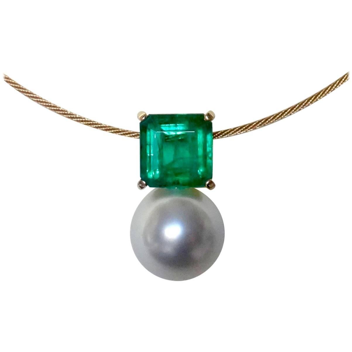 Michael Kneebone Emerald Paspaley South Seas Pearl Pendant