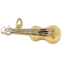 Gold Guitar Amulet Charm Pendant
