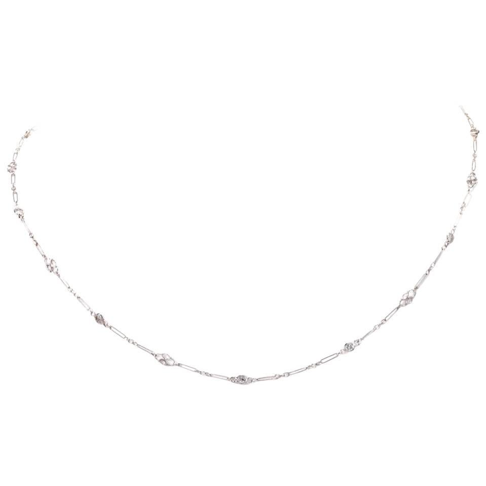 Platinum Diamond Chain Cocker Necklace