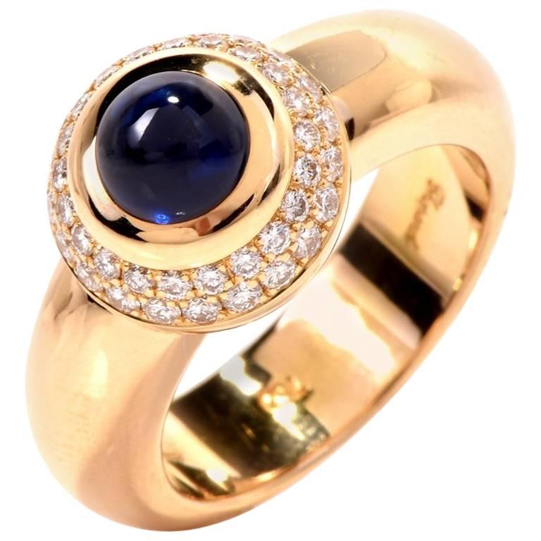 21st Century Chopard Sapphire Diamond Yellow Gold Love Ring Ref. 9683455