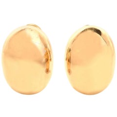 Italian 18 Karat Yellow Gold Oval Shape Clip-On Earrings