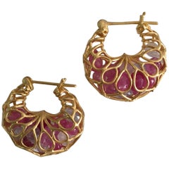 Lauren Harper Pink Sapphire Gold Hoop Earrings