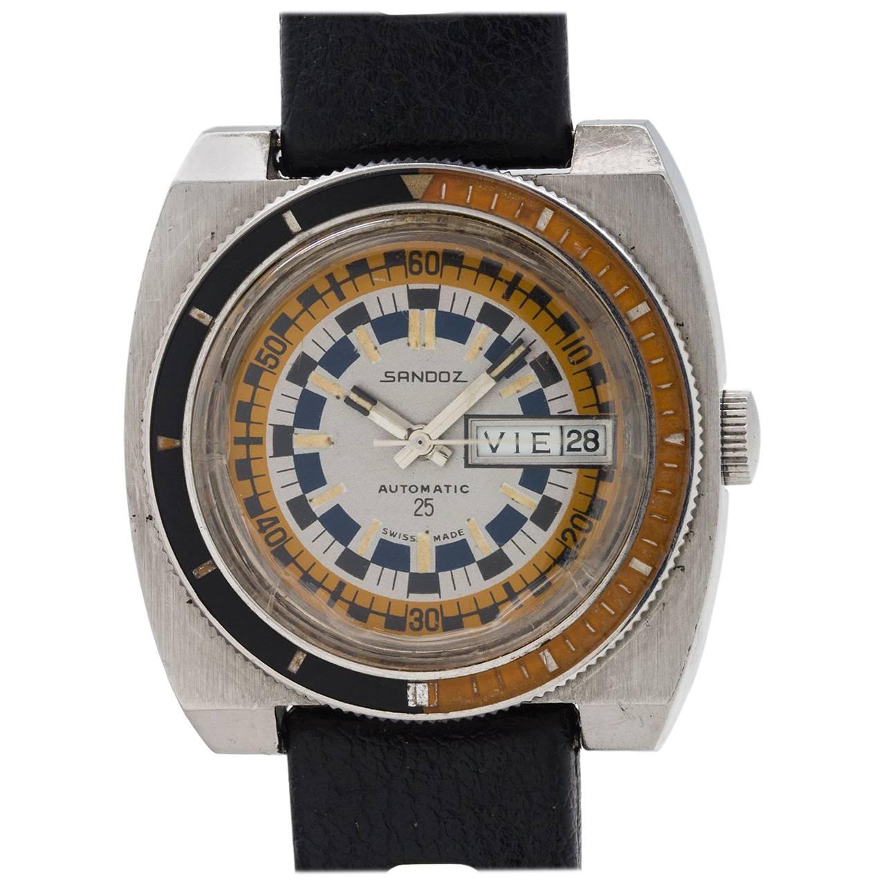 Sandoz Rally Oversize Diver Wristwatch, circa 1960s For Sale