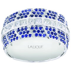 Éros Diamond and Sapphire White Gold Wide Band Ring