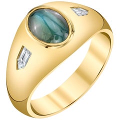 Cat's Eye Alexandrite Men's Ring 18 Karat Yellow Gold