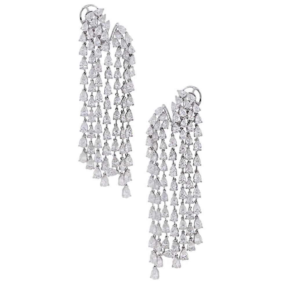 Pear Shape Diamond Multi Drop Earrings
