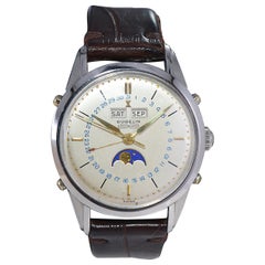 Gubelin Stainless Steel Automatic Triple Date Moon Phase Calendar Watch
