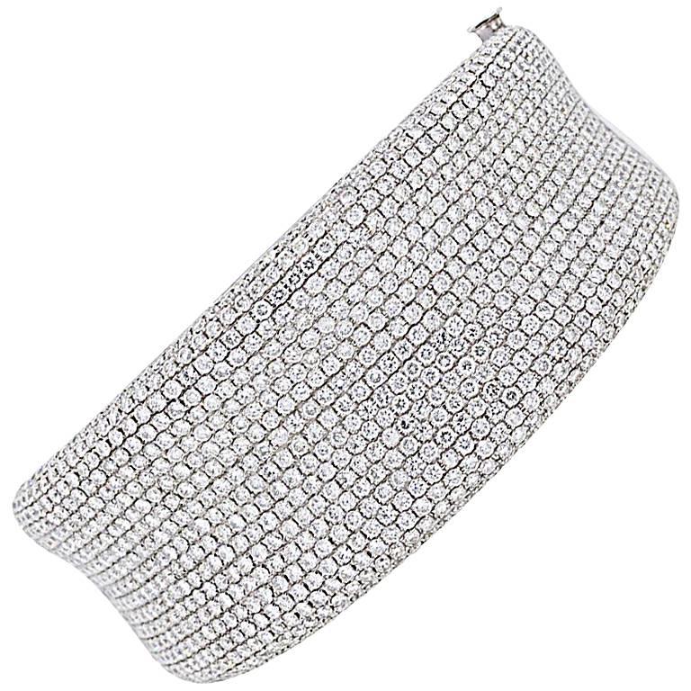 Pave Diamond Wide Bangle Bracelet