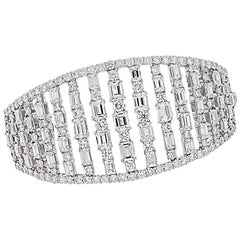 Baguette and Round Brilliant Diamond Wide Bangle