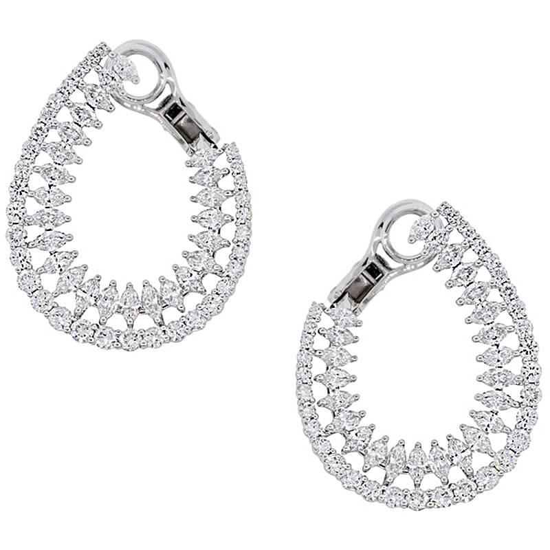 Marquise and Round Brilliant Diamond Earrings