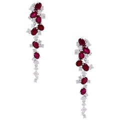 Diamond and Ruby Waterfall Drop Earrings