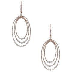 Diamond Oval Dangle Earrings