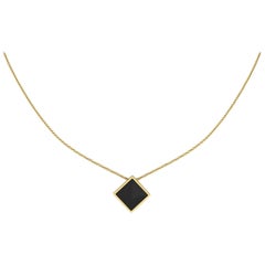 Ferrucci Black Onyx Pyramid Necklace Pendant in 18 Karat Yellow Gold