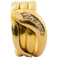 Edwardian Era Diamond Yellow Gold Serpent Ring