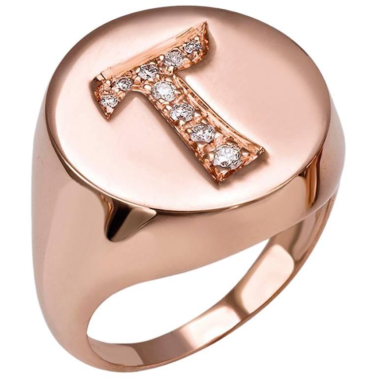 Assya London Bespoke Initial Ring with White Diamonds For Sale