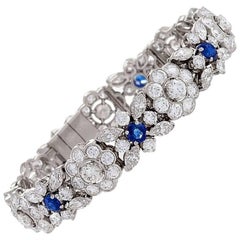 Cartier Paris 1960s Diamond Sapphire and Platinum Bracelet