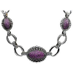 Lagos Pink Sapphire Muse Venus Sterling Silver Fluted Link Necklace