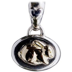 John Hardy Year of the Rabbit Sterling Silver 18 Karat Yellow Gold Pendant