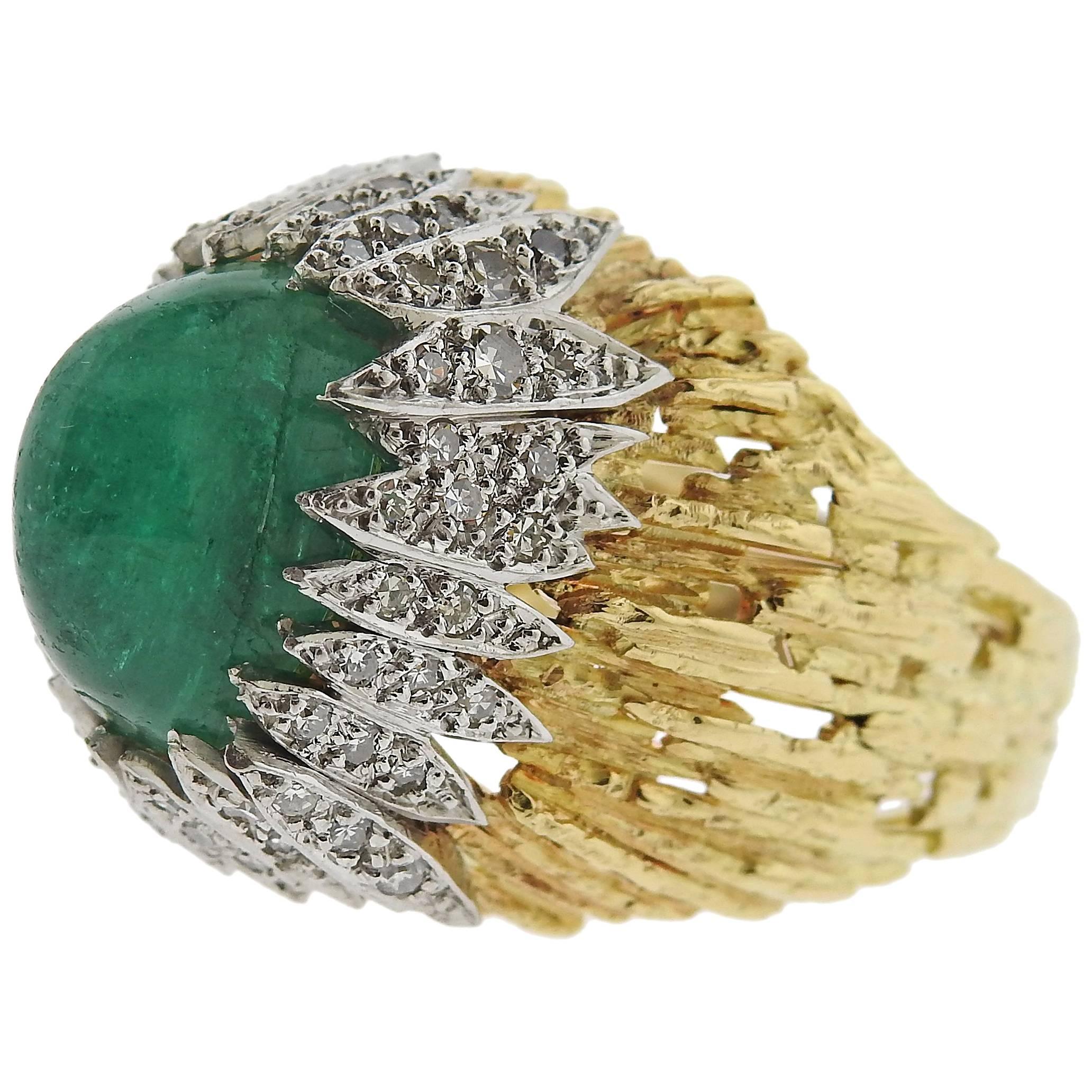 Andrew Grima Emerald Diamond Gold Ring