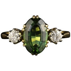 Antique Victorian Tourmaline Diamond Ring 18 Carat Gold