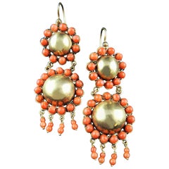 Antique Italian Chandelier Coral Earrings