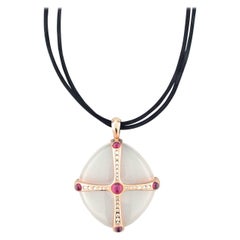 Gavello Rose Gold Diamond, Ruby and Rock Crystal Contemporary Pendant