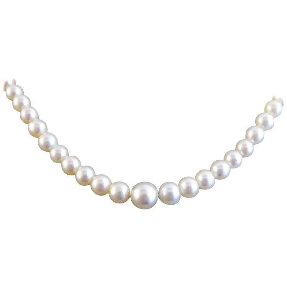 Art Deco Diamond Clasp Platinum Pearl Necklace