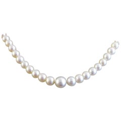 Art Deco Diamond Clasp Platinum Pearl Necklace