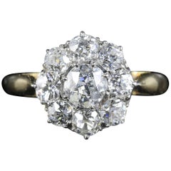 Antique Victorian Diamond Cluster Ring circa 1880 1.40 Carat of Diamonds