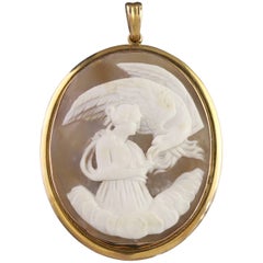 Antique Victorian 9 Carat Gold Hand-Carved Cameo Pendant