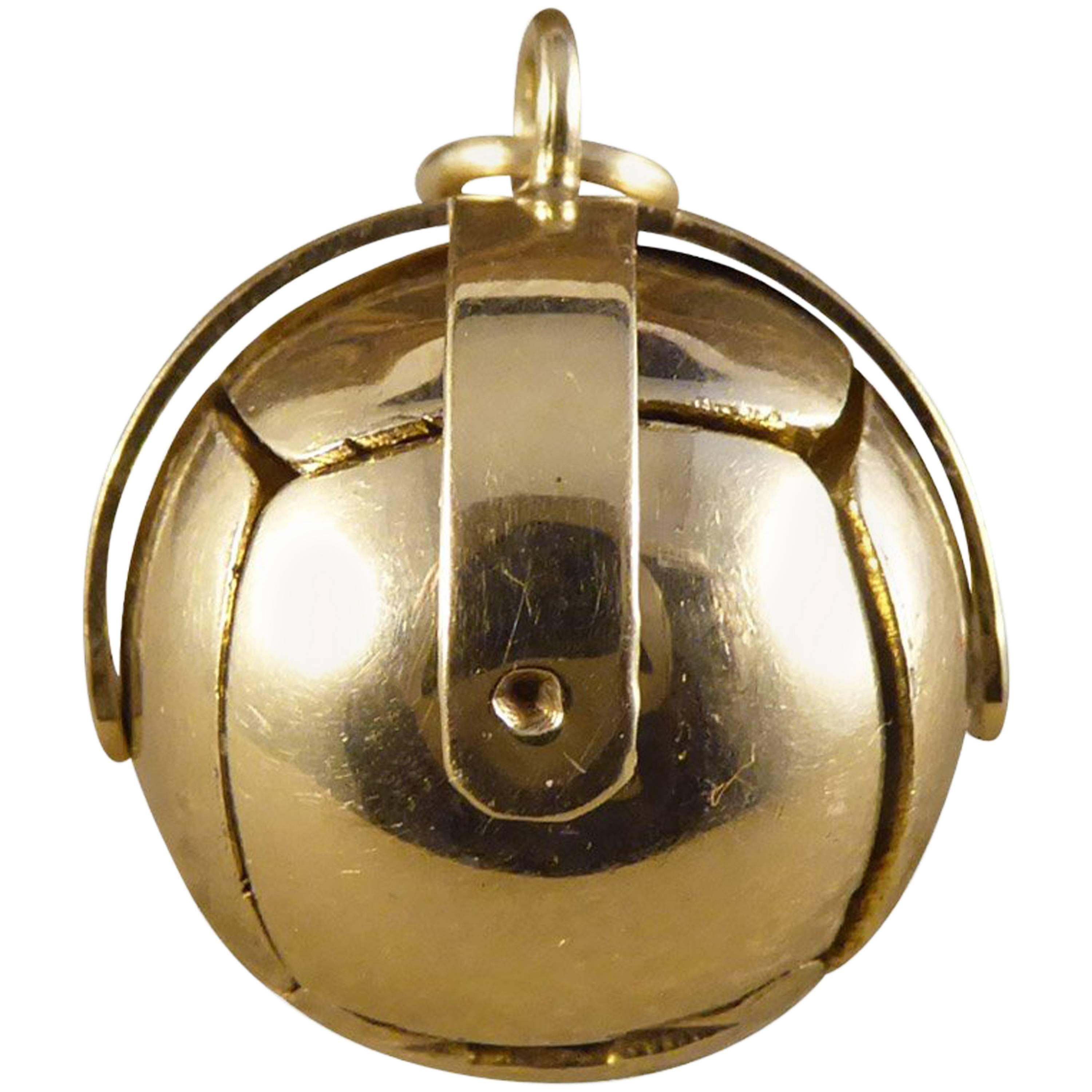 Vintage Masonic Ball Folding Orb Gold and Silver Pendant