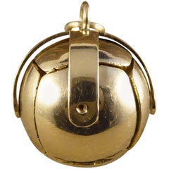 Vieux Pendentif Orbe Pliant Boule Maçonnique Or et Argent