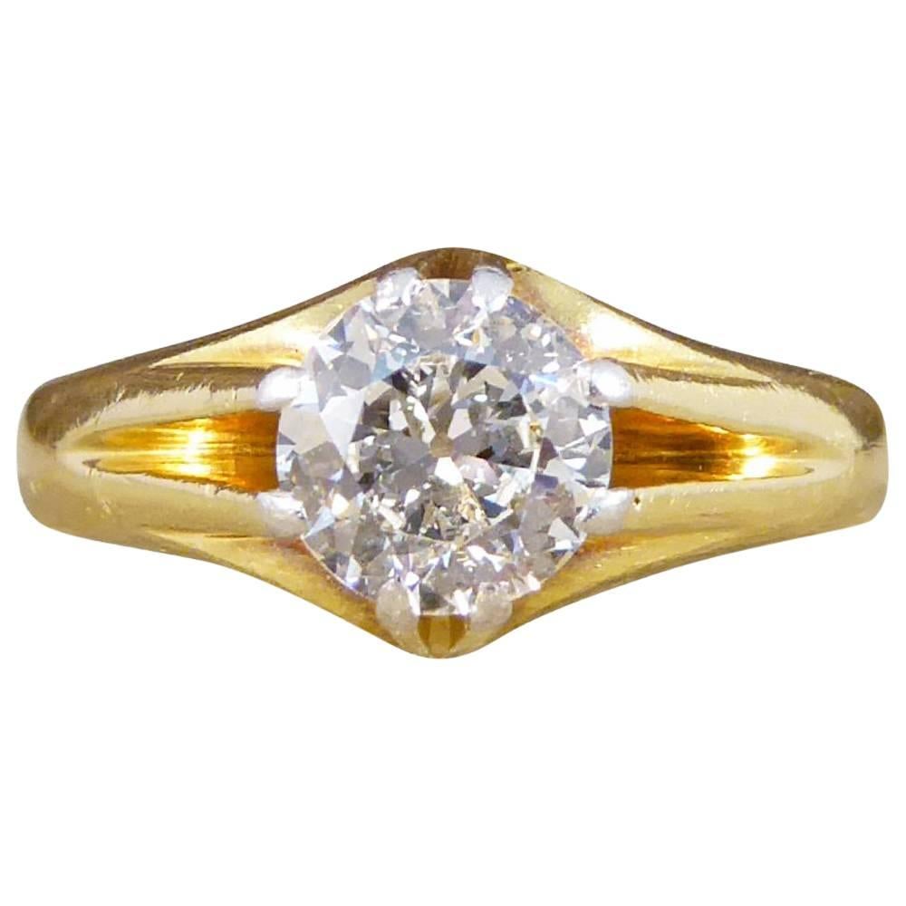 Late Victorian Gypsy Set Diamond Ring in Platinum and 18 Carat Gold