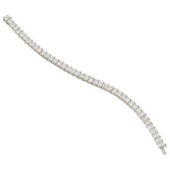 Emerald Cut Diamond Platinum Line Bracelet