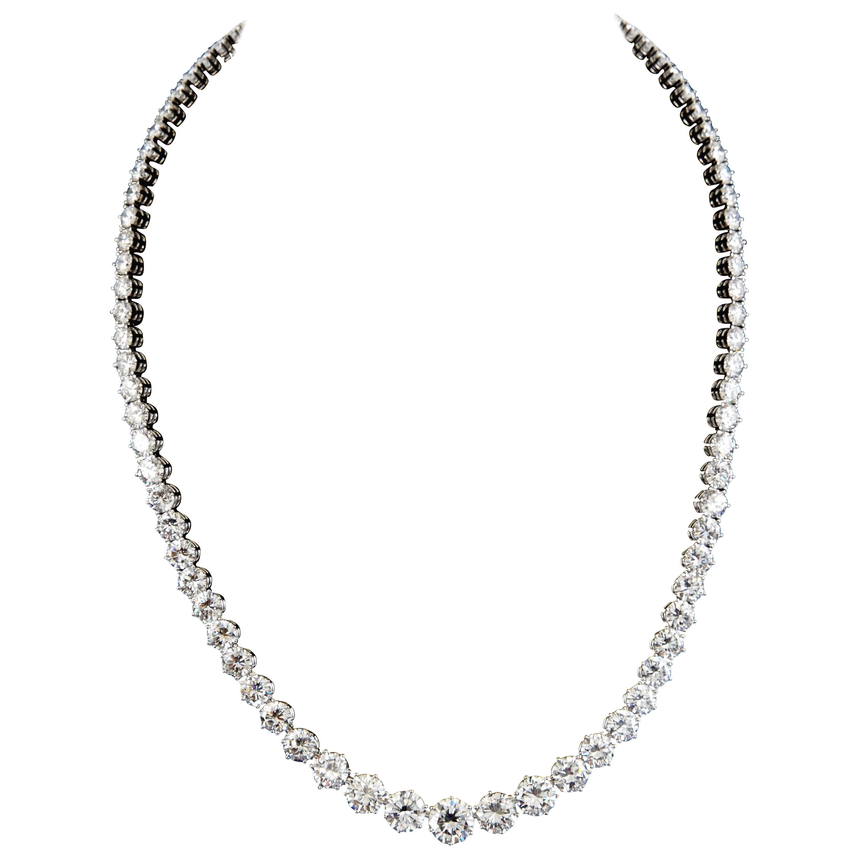 GIA Certified 41.00 Carat Diamond Riviere Necklace For Sale