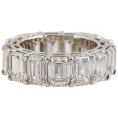 Vintage GIA Certified Emerald Cut Diamonds Eternity Wedding Band
