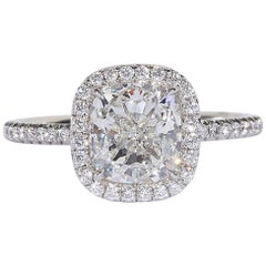 2 Carat GIA Cushion Cut Engagement Ring Set in a Delicate Handmade Setting