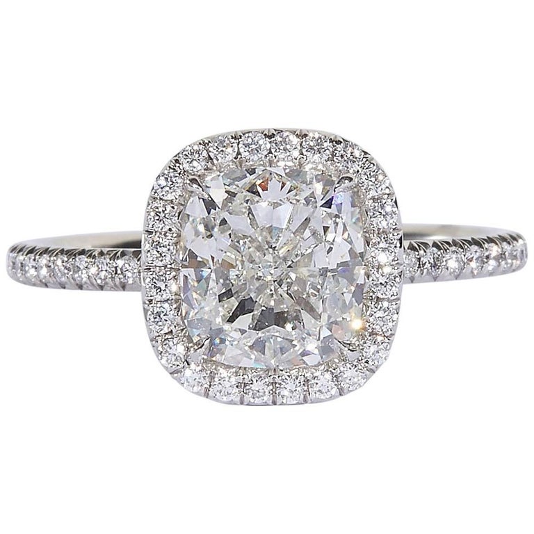 2 Carat GIA Cushion Cut Engagement Ring Set in a Delicate Handmade Setting For Sale