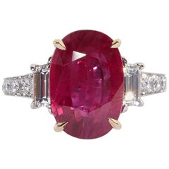 6 Carat Burma Ruby and Diamond Ring