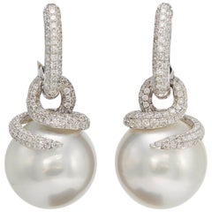 South Sea Pearl and Diamonds Dangle Earring