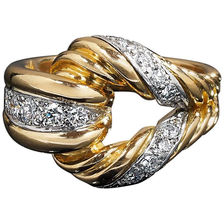 Diamonds and 18 Karat Ring, Decorated and Designed with a Buckle, Mauboussin For Sale