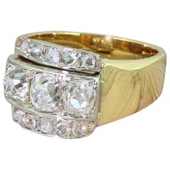 Art Deco 2.00 Carat Old Cut and Rose Cut Diamond Trilogy Ring Antique Art Deco 2.00 Carat Old Cut and Rose Cut Diamond Trilogy Ring