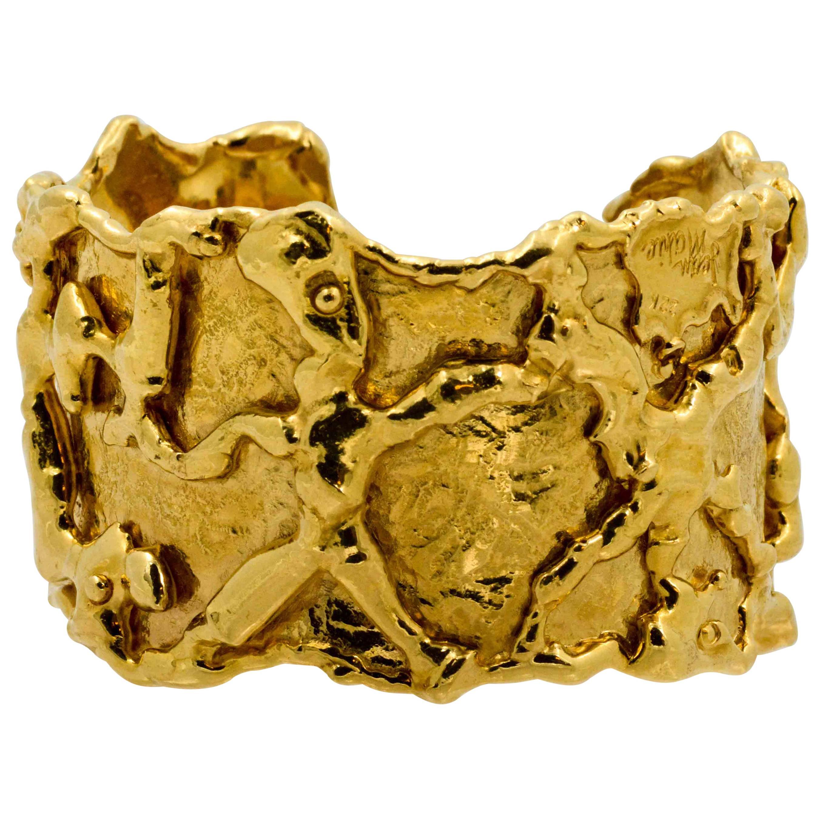 Jean Mahie 22 Karat Yellow Gold Cuff Bracelet