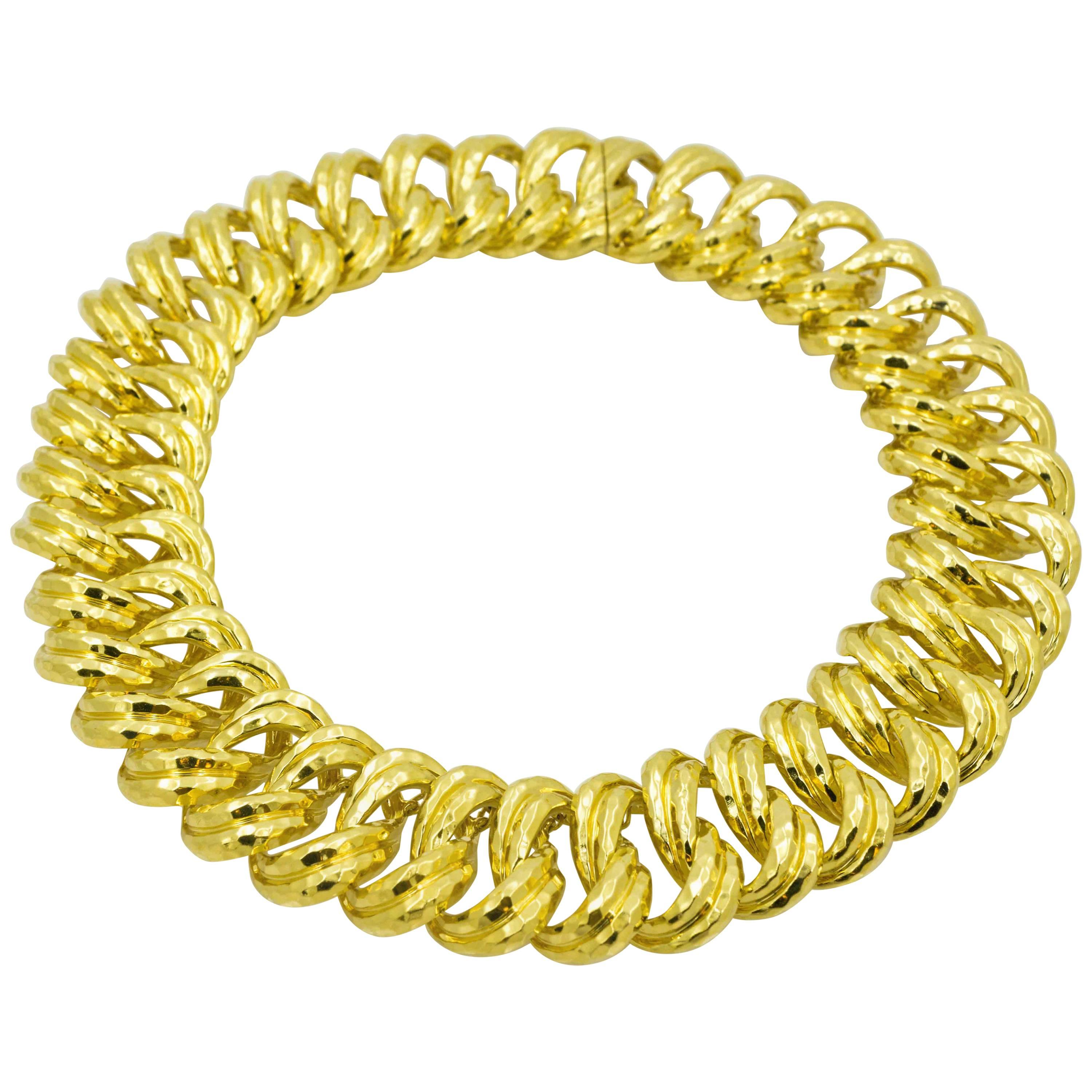 Henry Dunay Wide Faceted Gold Curb Link Necklace