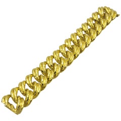 Henry Dunay Faceted Yellow Gold Curb Link Bracelet