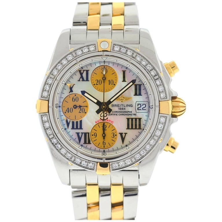 Breitling B13358 Chronograph Cockpit Two-Tone Mop Dial Diamond Bezel Watch  at 1stDibs | breitling chrono cockpit two tone, breitling chrono cockpit  review