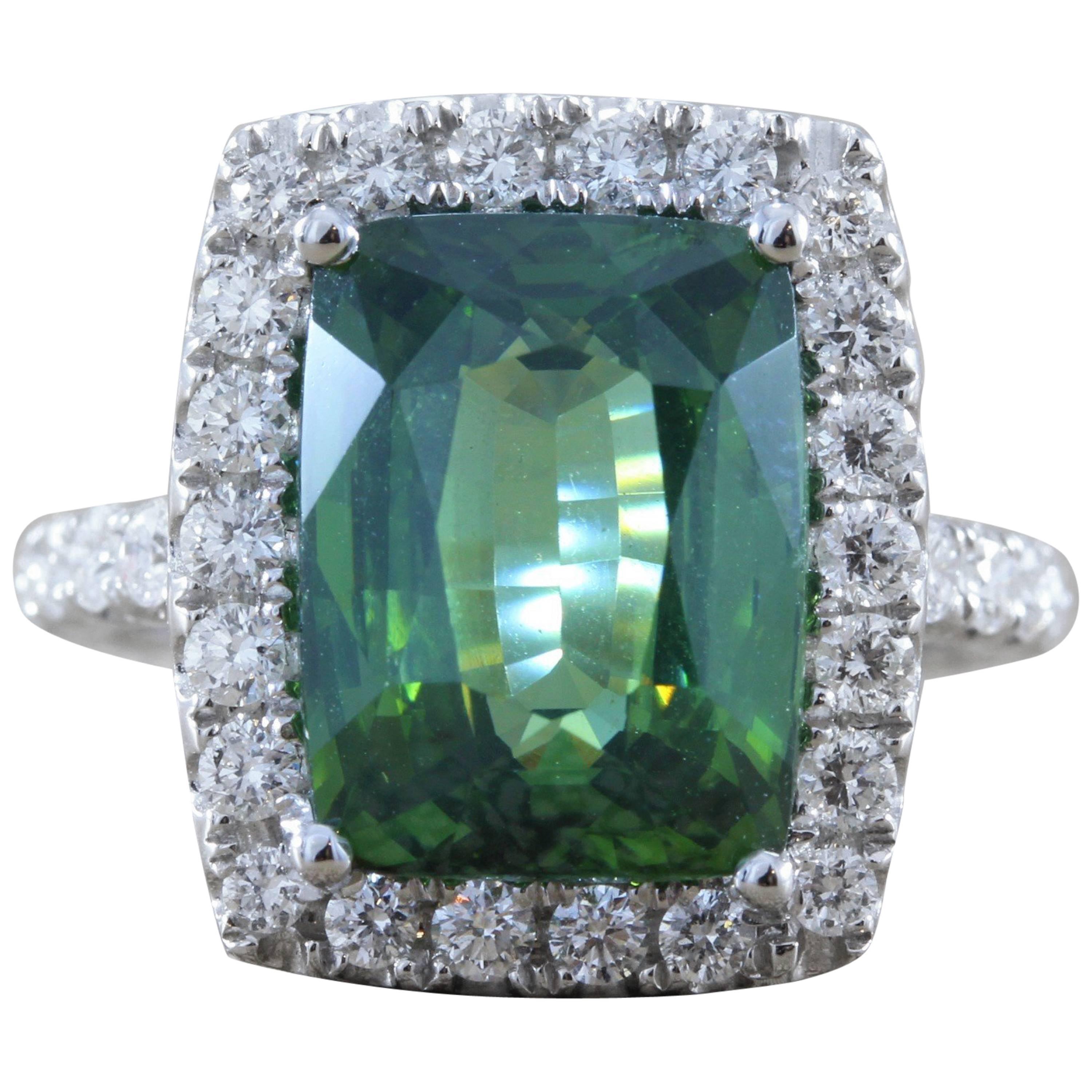 Green Zircon Diamond Gold Ring