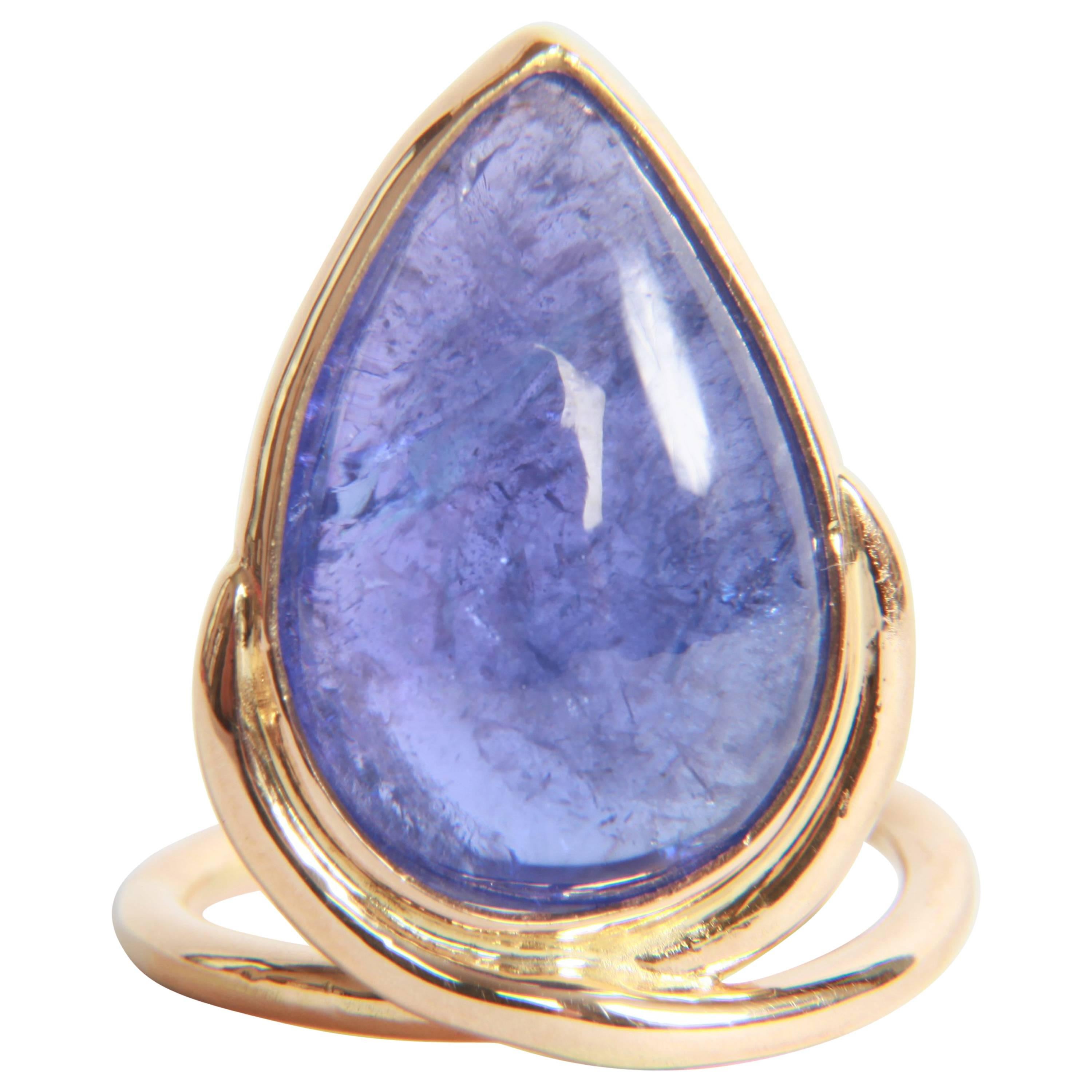 Tanzanite Cabochon Ring by Marion Jeantet