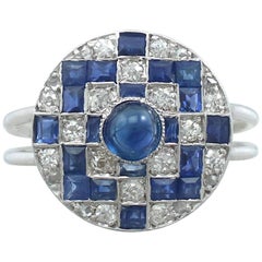 1940s Sapphire and Diamond White Gold Dress Ring
