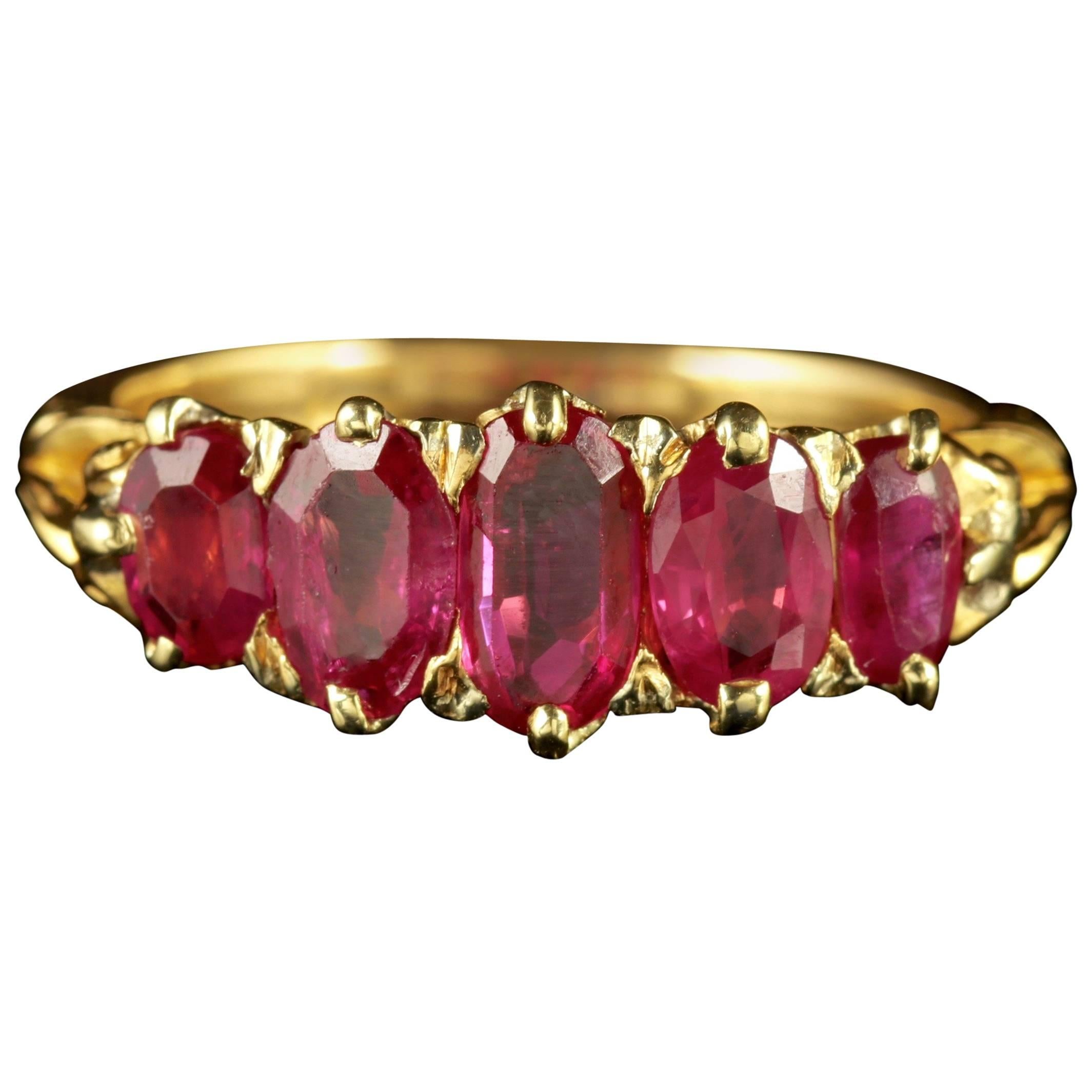 Antique Victorian Natural Burmese Ruby Ring 18 Carat Gold, circa 1900 Certified